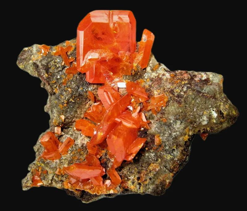 Orange tabular wulfenite crystals